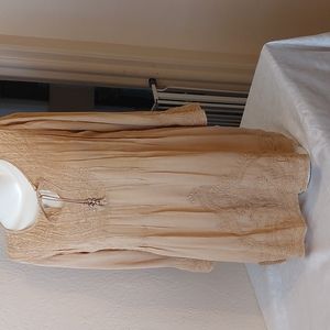 Solitaire, long sleeve tunic type blouse. Size S.Golden tan. Pre-owned like new.